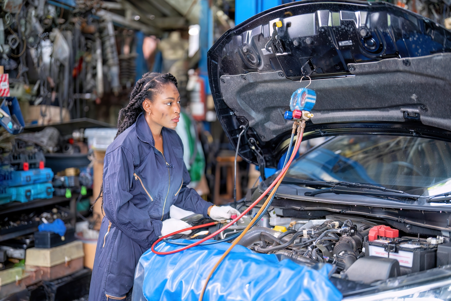 Technician performing engine repair at DriveTime Automotive in Salem, OR